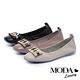 低跟鞋 MODA Luxury 優雅字母飾釦全真皮方頭低跟鞋－米 product thumbnail 7