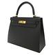 HERMES Kelly Epsom 牛皮手提/肩背凱莉包(28CM/89經典黑/金釦) product thumbnail 2