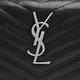 YSL MONOGRAM系列V字縫線魚子醬牛皮金屬LOGO銀釦手拿長夾(黑) product thumbnail 6