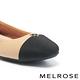 低跟鞋 MELROSE 高雅氣質花朵飾釦牛皮方頭低跟鞋－米 product thumbnail 6
