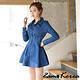 立體縫線收腰傘狀牛仔襯衫洋裝 (藍色)-2am.Korea product thumbnail 2