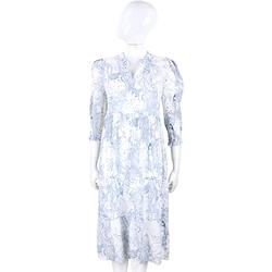 SEE BY CHLOE 印花高腰剪裁藍白色絲質洋裝
