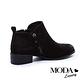 短靴 MODA Luxury 俐落剪裁率性拉鍊磨砂牛皮粗跟短靴－黑 product thumbnail 3