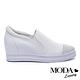 休閒鞋 MODA Luxury 低調沖孔水鑽全真皮內增高厚底休閒鞋－白 product thumbnail 3