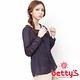 betty’s貝蒂思　蕾絲領口胸前壓褶襯衫(深藍) product thumbnail 2