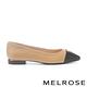 低跟鞋 MELROSE 時髦撞色拼接V字釦羊皮尖頭低跟鞋－米 product thumbnail 3