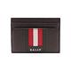 BALLY Thar 防刮皮革紅白條四卡卡片夾(6221814-咖) product thumbnail 2