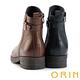 ORIN 柔軟羊皮釦環粗低跟短靴 咖啡 product thumbnail 5