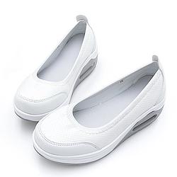 JMS-休閒舒適柔軟輕量厚底懶人鞋-純色白