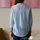 單色棉麻立領七分袖襯衫 (淺藍色)-AQUA Peach product thumbnail 3