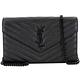 YSL Saint Laurent Monogram 大型 全黑款V紋魚子醬牛皮可拆鍊帶手拿/斜背包 product thumbnail 2