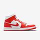 Nike 休閒鞋 Air Jordan 1 Mid 男女鞋 經典款 喬丹一代 皮革 情侶穿搭 橘紅 白 BQ6472-116 product thumbnail 3