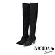 過膝靴 MODA Luxury 美型彈力麂布尖頭金屬高跟過膝靴－黑 product thumbnail 6