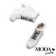 短靴 MODA Luxury 都會時髦牛皮綁帶防水台粗高跟短靴－白 product thumbnail 5
