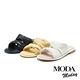 拖鞋  MODA MODAY 簡約蓬蓬感交叉條帶羊皮低跟拖鞋－黑 product thumbnail 7