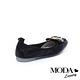 低跟鞋 MODA Luxury 優雅字母飾釦全真皮方頭低跟鞋－黑 product thumbnail 4