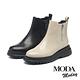 短靴 MODA MODAY 極簡質感純色牛油皮厚底短靴－黑 product thumbnail 7