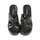 山打努SANDARU-拖鞋 交叉扭結楔型高跟涼鞋-黑 product thumbnail 4