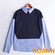 素面條紋假兩件拼接襯衫 (共二色)-ROANN product thumbnail 4