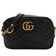 GUCCI Marmont縫線牛皮金屬GG LOGO斜背相機包(黑/18cm) product thumbnail 2