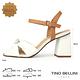 Tino Bellini 巴西進口雙色牛皮扭結繫踝粗跟涼鞋-白 product thumbnail 3