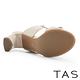 TAS 環釦圓弧繞帶羊皮高跟拖鞋 杏色 product thumbnail 6