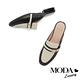 拖鞋 MODA Luxury 簡約個性撞色金屬飾釦低跟穆勒拖鞋－黑 product thumbnail 5