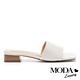 拖鞋 MODA Luxury 氣質風尚編織質感一字方頭低跟拖鞋－白 product thumbnail 3