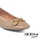 低跟鞋 MODA Luxury 輕奢復古馬銜釦羊皮方頭低跟鞋－杏 product thumbnail 6