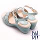 DN 率性甜美  真皮簍空小花楔型涼鞋 水藍 product thumbnail 4