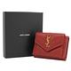 YSL Saint Laurent MONOGRAM V型車線魚子醬牛皮三折小短夾(紅/金) product thumbnail 7