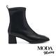 短靴 MODA MODAY 質感簡約純色方頭高跟短靴－黑 product thumbnail 3