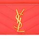 YSL MONOGRAM系列V字縫線魚子醬牛皮金屬LOGO萬用票卡/證件名片夾(蜜桃粉) product thumbnail 6