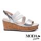 涼鞋 MODA Luxury 優雅流線設計真皮楔型厚底涼鞋－白 product thumbnail 3