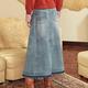 OUWEY歐薇 復古刷色多片造型純棉牛仔長裙(藍色；S-L)3223398210 product thumbnail 6