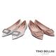 Tino Bellini 珍珠鑽飾方釦尖頭平底娃娃鞋 _ 鮭紅 product thumbnail 3