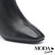 短靴 MODA Luxury 簡約復古品味方頭鍍金屬粗高跟短靴－黑 product thumbnail 6
