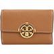 TORY BURCH Miller  雙T標誌荔枝牛皮釦式三折中夾(棕色) product thumbnail 2