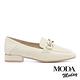 低跟鞋 MODA MODAY  優雅時尚全真皮方頭樂福低跟鞋－白 product thumbnail 3