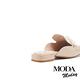 穆勒鞋 MODA MODAY 別致奢華珍珠鏈全真皮方頭低跟穆勒拖鞋－杏 product thumbnail 4