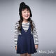 Mini Jule 童裝-洋裝 條紋假兩件吊帶長袖洋裝(藍) product thumbnail 2