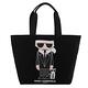 KARL LAGERFELD 老佛爺圖案帆布托特包(黑)大 product thumbnail 2