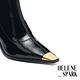 短靴 HELENE_SPARK 摩登金屬片彈力軟漆羊皮美型方頭高跟短靴－黑 product thumbnail 6