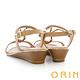 ORIN 皮革金屬U環飾釦楔型 女 涼鞋 棕色 product thumbnail 5