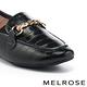 低跟鞋 MELROSE 復古時尚金屬鏈條全真皮樂福低跟鞋－黑 product thumbnail 6