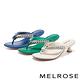 拖鞋 MELROSE 質感時髦水鑽鏈條方頭高跟夾腳拖鞋－米 product thumbnail 7