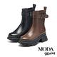 短靴 MODA MODAY 率性復古方釦帶牛皮切爾西厚底短靴－咖 product thumbnail 7