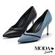 高跟鞋 MODA Luxury 輕熟時尚異材質拼接尖頭高跟鞋－藍 product thumbnail 7