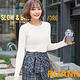 純色圓領不規則坑條紋長袖針織上衣 (共四色)-ROANN product thumbnail 4