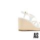 涼鞋 AS 個性質感鉚釘繫帶羊皮方頭楔型厚底涼鞋－白 product thumbnail 4